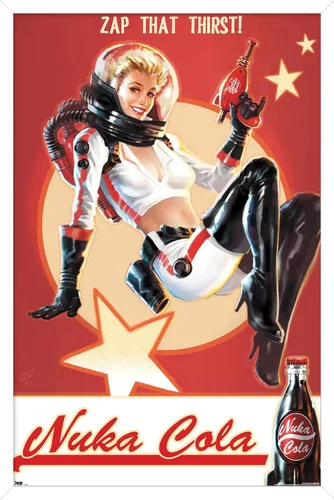 Vista 14 de Fallout 4 - Póster de pared de Nuka Cola - Zap That Thirst!, 22.4 pulgadas de largo x 14.7 pulgadas de ancho, versión enmarcada de madera de granero