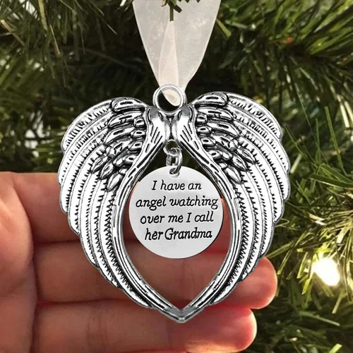 Vista 21 de Adorno conmemorativo de Navidad, Una parte de mi corazón está en el cielo, colgante para árbol de Navidad, regalos conmemorativos por pérdida
