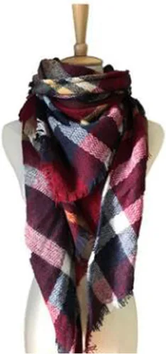 Vista 39 de Wander Agio - Bufanda envolvente con diseño a cuadros o triangular para mujer, cálida y larga, de punto, sensación de cachemira, chal