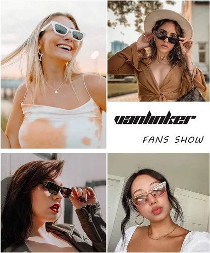 Vista 5 de VANLINKER Pequeños lentes de sol de ojo de gato para mujer estilo retro diminuto cuadrado sombra VL9555