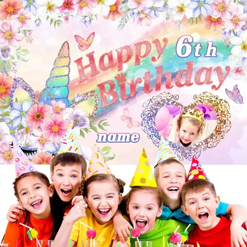 Vista 6 de Dicodes Decoraciones de cumpleaños de unicornio personalizadas para niñas, pancarta de cumpleaños de unicornio, decoración de cumpleaños de princesa