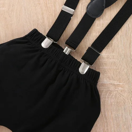 Vista 6 de Ropa divertida para el primer cumpleaños para bebé, ropa para bebé, corbatín, diseño de dinosaurio, conjunto de pantalones con tirantes