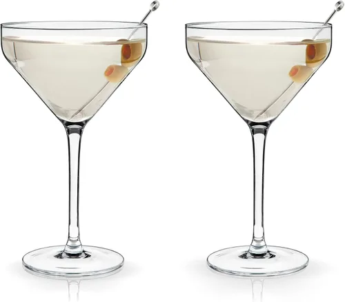 Vista 5 de Viski Vasos de Martini en ángulo, vasos de cóctel de cristal premium, vasos para el hogar y el bar, copas de cóctel con tallo, juego de regalo