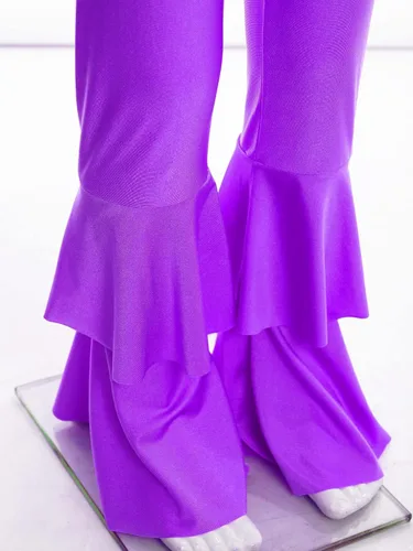 Vista 28 de JEATHA Mono de discoteca hippie brillante de los años 70 para niñas y niñas, con lentejuelas brillantes, disfraz de baile funky