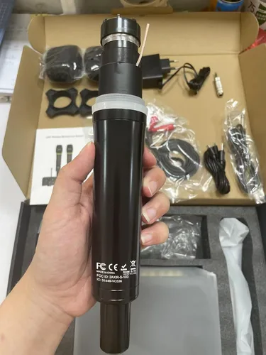 Vista 2 de LiNKFOR UHF - Sistema de micrófono recargable de mano, micrófono inalámbrico dual de metal con Bluetooth, entrada/salida RCA, salida de 0.250 in