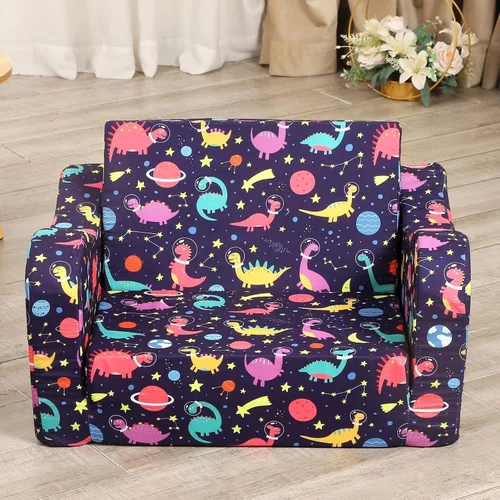 Vista 120 de MOMCAYWEX - Sofá para niños, 2 en 1, plegable, piel de melocotón, color azul