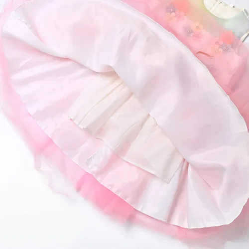 Vista 4 de QPANCY Vestidos de unicornio para niñas trajes de concurso de princesa diadema y ala a juego