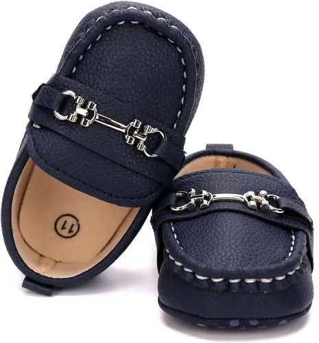 Vista 5 de LONSOEN Mocasines para bebés y niños y niñas, Mocasín