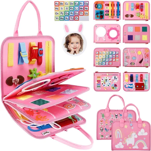 Vista 10 de JHkim Busy Board - Juguetes Montessori para niños y niñas de 1, 2, 3, 4 años Regalos, juguete sensorial para niños pequeños de 1 a 3 años