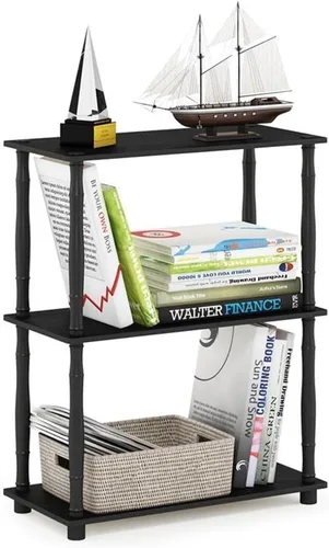 Vista 96 de Furinno Turn-N-Tube - Estantes de almacenamiento, estante para libros de 3 niveles, estante esquinero, estantes abiertos sin herramientas