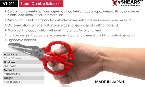 Vista 3 de Vampire Tools vSHEARS - Tijeras de combinación de cuchillas multiusos 4 en 1 de 6.3 pulgadas + tijeras multiusos resistentes de 8 pulgadas