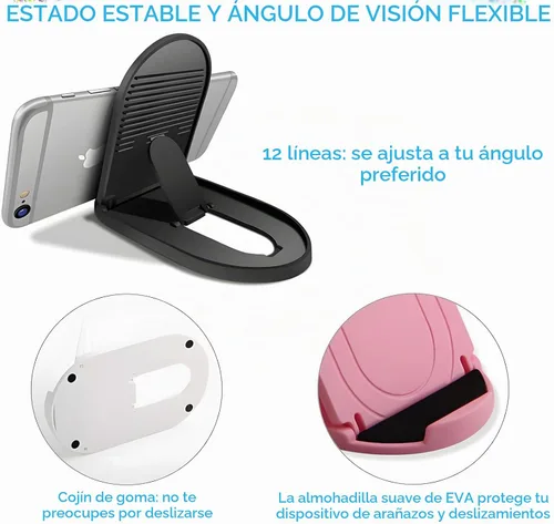 Vista 5 de [Paquete de 3] Soporte de teléfono celular para escritorio, soporte plegable portátil para iPhone, soporte de escritorio ajustable multiángulo