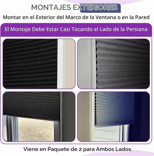 Vista 6 de Bloqueador de luz para ventana - Blanco 60" Juego de 2 (Removible) - Rieles laterales de oscurecimiento para persianas celulares y enrollables