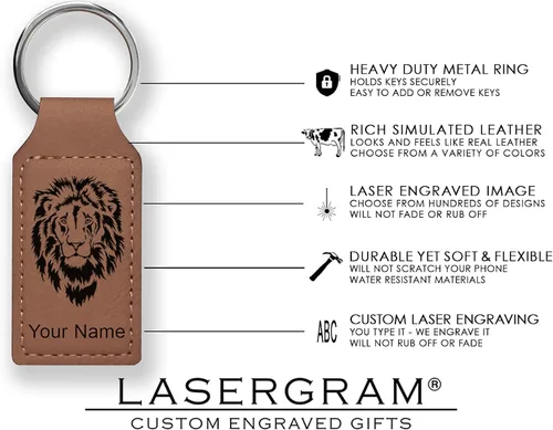 Vista 5 de LaserGram Llavero rectangular, con tapa de graduación de clase 2023, 2024, 2025, 2026, grabado personalizado incluido (marrón oscuro)