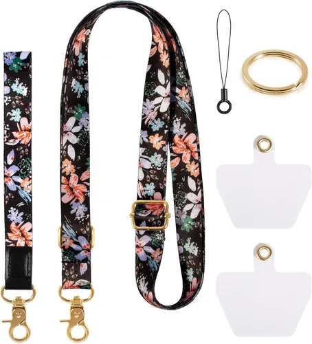 Vista 7 de Cordón para teléfono celular, correa cruzada para teléfono, correa de muñeca, cordones para llaves, correas de hombro ajustables universales