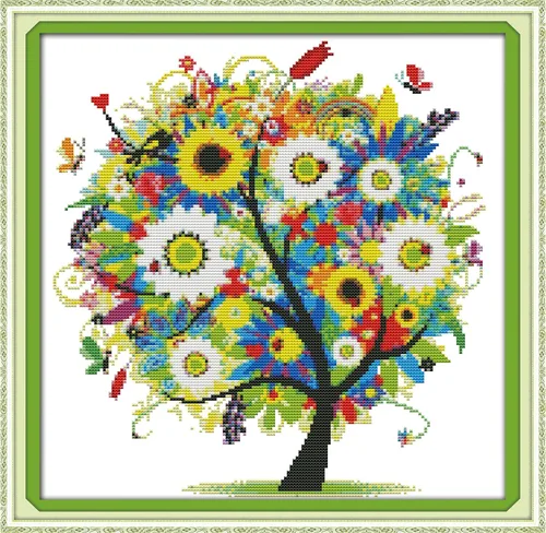 Vista 11 de ITSTITCH Kits de punto de cruz estampados, 11 quilates, 13 x 17 pulgadas, 100% algodón, kits de iniciación de bordado con patrones fáciles