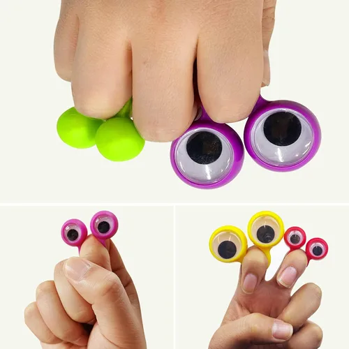 Vista 5 de Marionetas de dedo de ojo Googly Eye Finger Puppets Wiggly Eyeball Finger Puppet Rings Eye Finger Toy Party Favor 8 colores con dos tamaños