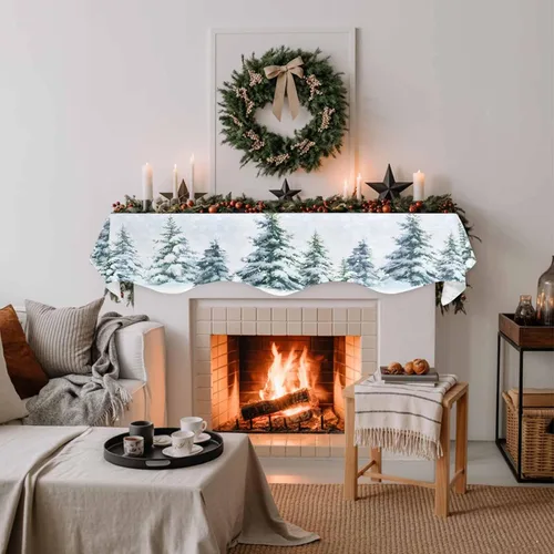 Vista 3 de Funda de bufanda de chimenea de Navidad, mantel superior, bufanda para Navidad, Halloween, Acción de Gracias, otoño, decoración de interiores