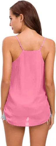Vista 67 de Camiseta de chifón con tirantes delgados ajustables y cuello en V