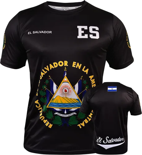 Vista 6 de Fury Camiseta de fútbol El Salvador - Camisa unisex blanca y negra para todos los salvadoreños