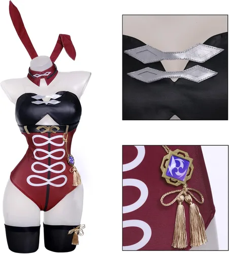 Vista 3 de Vibsion Disfraz de cosplay para mujer Genshin Conjunto completo