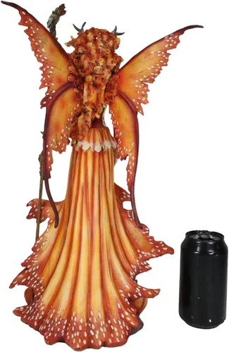 Vista 6 de Ebros Gift Amy Brown Fantasy Holiday Pumpkin Queen Autumn Fairy Holding Staff with Owl Statue 17.5" de alto Fantasy Fall Season Mythical Faery