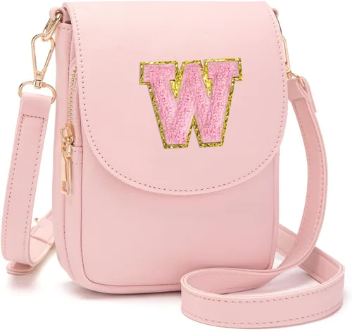 Vista 100 de Viverte Bolso Cruzado para Niñas Adolescentes Pequeñas, Bolso Inicial para Celular, Pequeña Cartera para Niños Pequeños, Bolso de Cuero con Tres