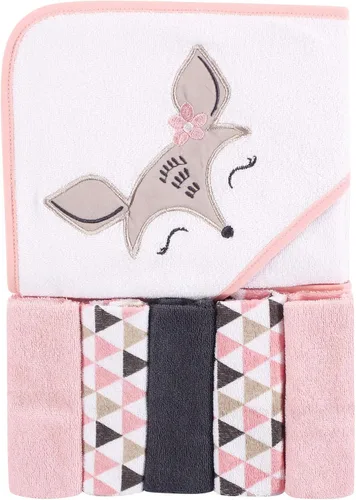 Vista 16 de Luvable Friends Toalla unisex con capucha para bebé con cinco paños, zorro para niños, talla única