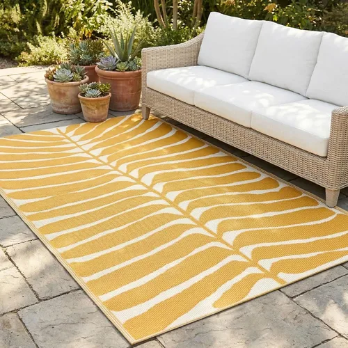 Vista 36 de Fab Habitat - Alfombra de exterior azteca, impermeable, resistente a la decoloración, sin arrugas, plástico reciclado de primera calidad, a rayas