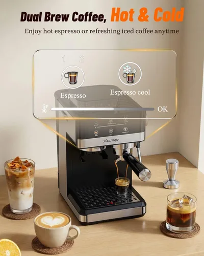 Vista 7 de Máquina de café expreso con molinillo y espumador de leche, 20 bar Features 20 grind settings, 61oz removable tank, 20-bar pump & steam frother