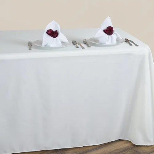 Vista 7 de Tableclothsfactory Manteles rectangulares de poliéster de esquina redonda 90 "x 132" - Negro