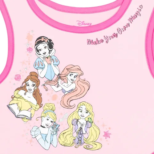 Vista 5 de Disney Princesa Ariel Rapunzel Blancanieves - Vestidos de manga corta para niñas, paquete de 2