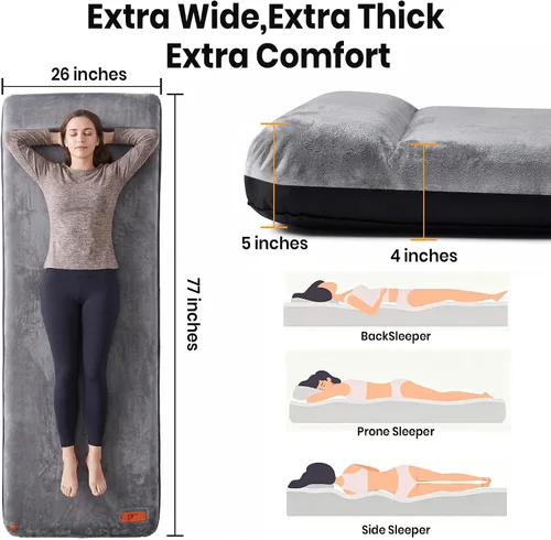 Vista 8 de Colchoneta de dormir autoinflable con bomba eléctrica, colchoneta de espuma ultra gruesa de 4 pulgadas para acampar con almohada integrada, 9.5