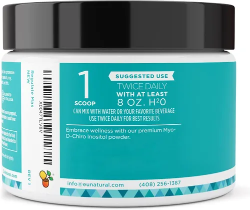 Vista 9 de Regulate MAX Myo-Inositol & D-Chiro Inositol Suplemento en polvo para mujeres con vitamina D y folato apoyo nutricional sin sabor, 60 porciones