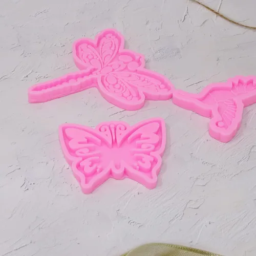 Vista 4 de Honbay 3 moldes de silicona en forma de mariposa colibrí y libélula, para manualidades y decoración (3 estilos)