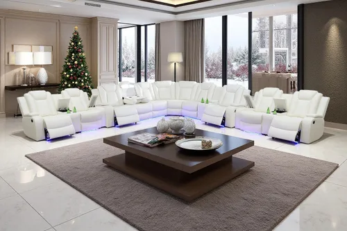Vista 20 de A Ainehome Juego de sofá modular reclinable eléctrico con luz LED, sofás seccionales de cuero, juegos de muebles de sala de estar, juegos de sofá