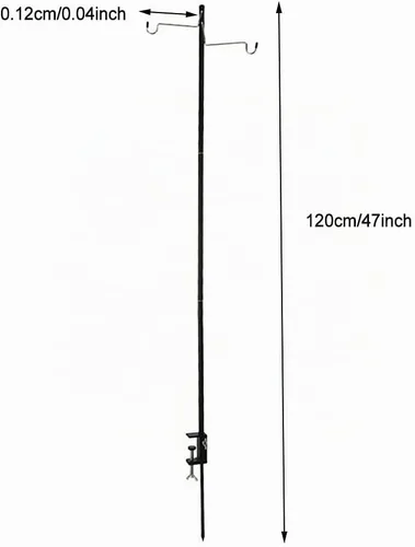 Vista 3 de Soporte para linterna de campamento, aleación de aluminio, colgador de lámpara plegable con bolsa de almacenamiento, poste de lámpara plegable
