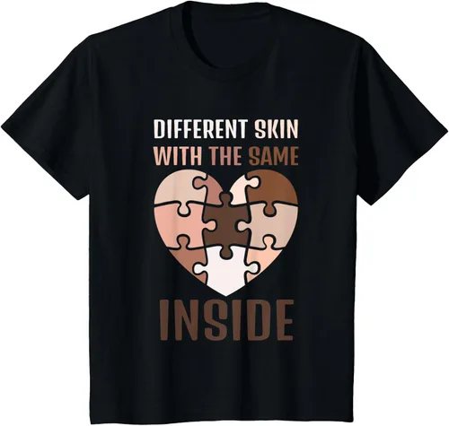 Vista 33 de Camiseta con texto en inglés "Black History Month Different Skin With The Same Love Inside