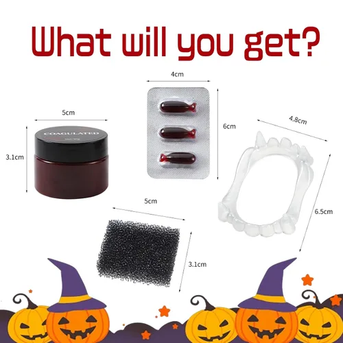 Vista 2 de Kit SFX de Halloween Cápsulas de gel de sangre coagulada Esponja