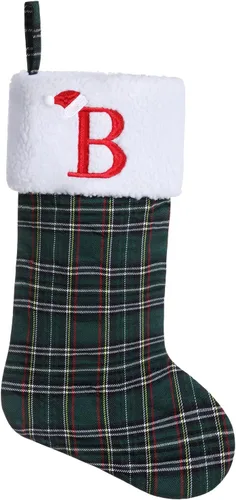 Vista 32 de Calcetines de Navidad bordados con monograma inicial de 20 pulgadas, decoración de Navidad, calcetines personalizados, decoración de temporada