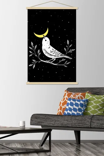 Vista 2 de Trends International Dibujo episódico - Póster de pared de pájaro lunar con marco magnético