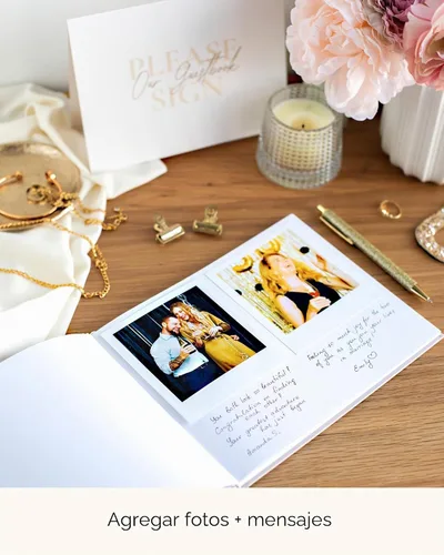 Vista 2 de Lamare Letrero de libro de invitados de boda - Libro de invitados de fotos para boda - Página en blanco Libro de inicio de sesión para fiesta