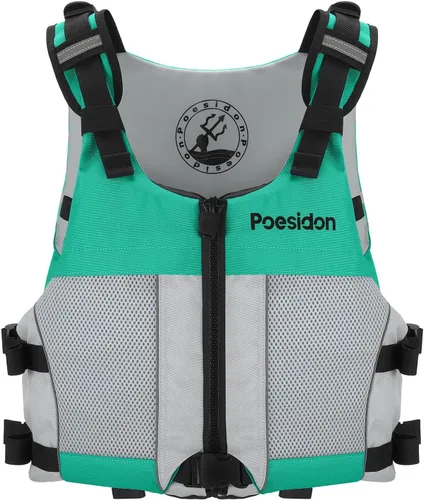 Vista 2 de Poseidon Chaleco salvavidas ajustable de seguridad acuática - Diseño clásico unisex con compartimentos de almacenamiento frontal/trasero