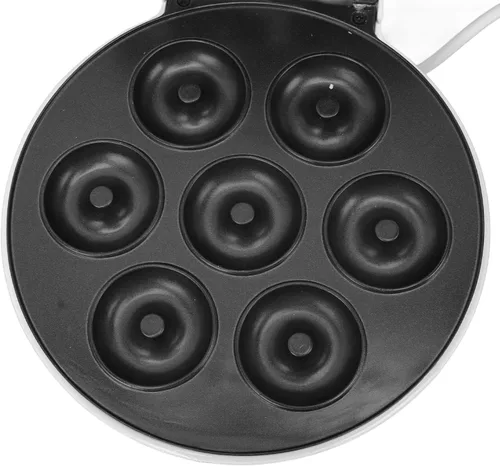 Vista 5 de Luqeeg Mini máquina para hacer donas, máquina de desayuno, máquina eléctrica de donas con revestimiento antiadherente, tostadora, máquina de donas