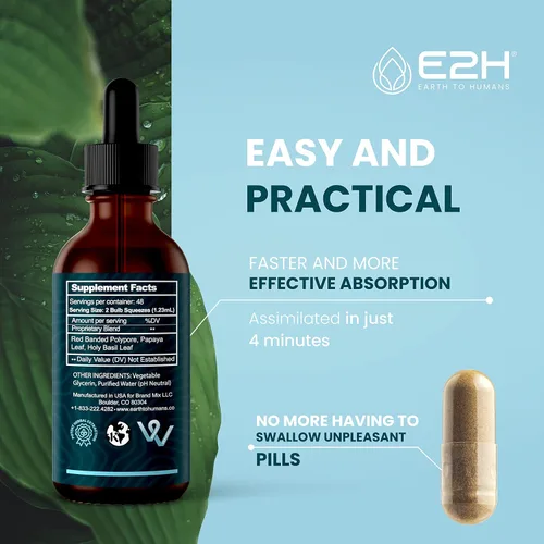 Vista 4 de E2H - Suplemento avanzado de defensa inmunológica, refuerzo inmunológico totalmente natural, suplementos de apoyo inmunológico, gotas - Contiene