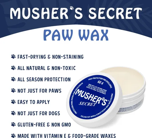 Vista 9 de Cera para protección de garras de mascota de Musher's Secret , Azul Moisturizing paw balm for dogs, protects from hot pavement, ice and rough