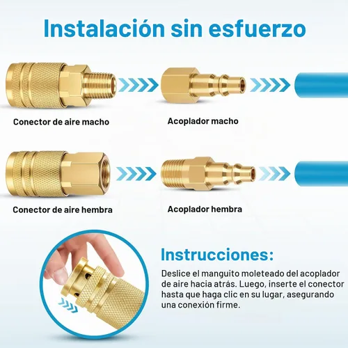 Vista 4 de 14 piezas de accesorios de manguera de aire NPT de 1/4 pulgadas, accesorios para herramientas de aire, accesorios de compresor de aire, conexión