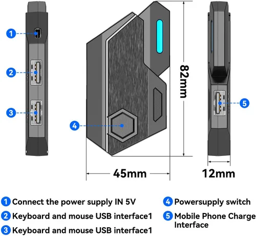 Vista 7 de Gugxiom Combo de teclado y mouse RGB para juegos con una mano, teclado de sensación mecánica de media mano, para móviles, juegos de League of Legends