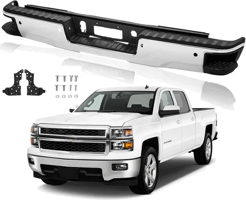Vista 8 de Ensamble de parachoques trasero compatible con Chevy Silverado/GMC Sierra 2014-2018 1500 CON AGUJERO PARA SENSOR, acero carbono, textura negro