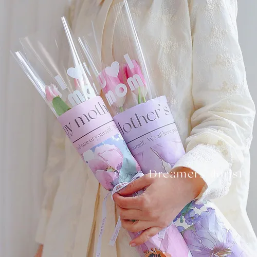 Vista 5 de HYSSINOWRAP 20 hojas/papel de regalo de dos colores para el Día de la Madre, suministros de ramo de floristería, manualidades, embalaje de regalo